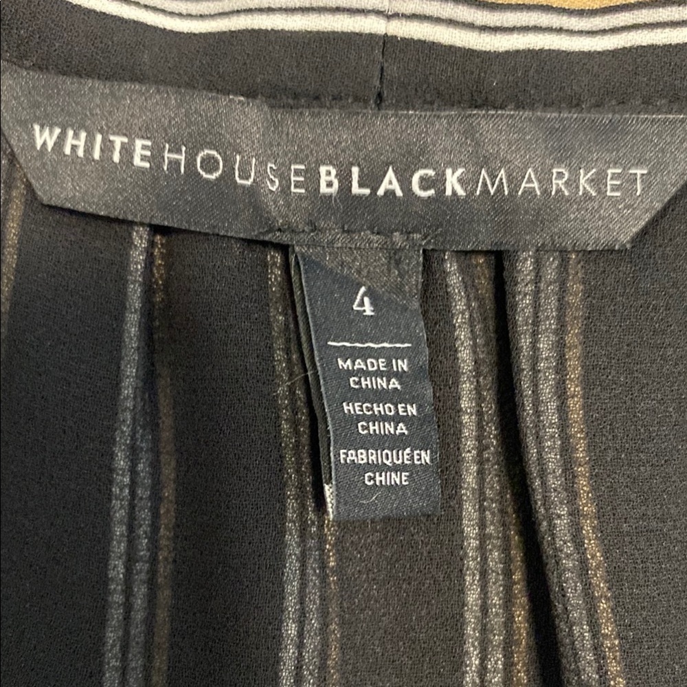 White House Black Market Striped Top Sz 4 Ball-Chain Tie-Neck Stripe Shell - Picture 2 of 9